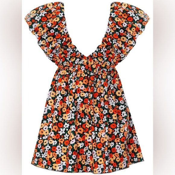 AGUA by AGUA BENDITA La Fania Horizonte Floral Cotton Mini Dress Size XS - Picture 2 of 13